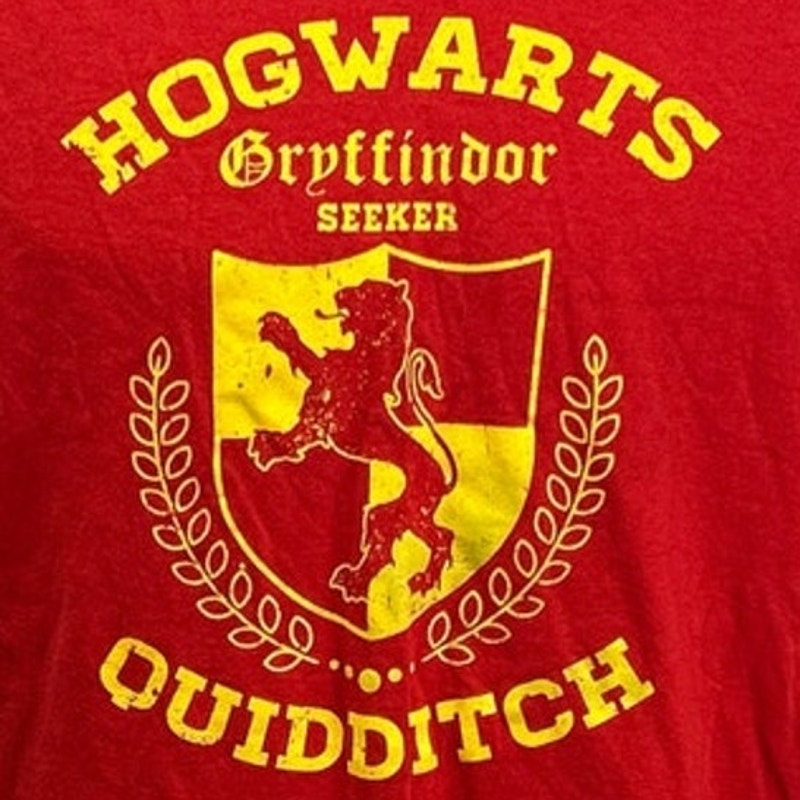 Harry Potter Mens Large Hogwarts Gryffindor Quidditch Seeker Cotton Tee Shirt
