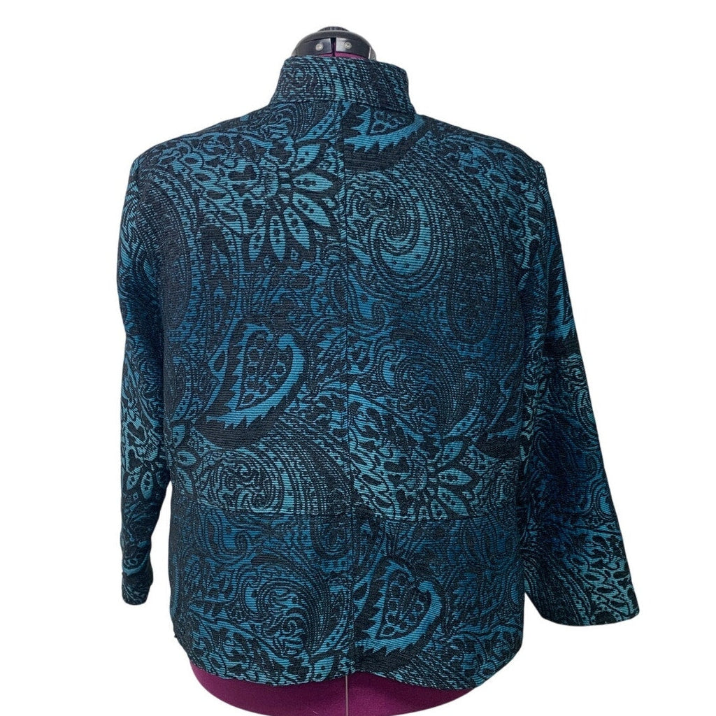 DressBarn Womens 22W 100& Polyester Abstract Floral Long Sleeve Front Zip Jacket