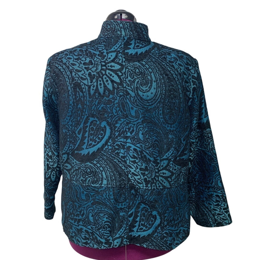 DressBarn Womens 22W 100& Polyester Abstract Floral Long Sleeve Front Zip Jacket