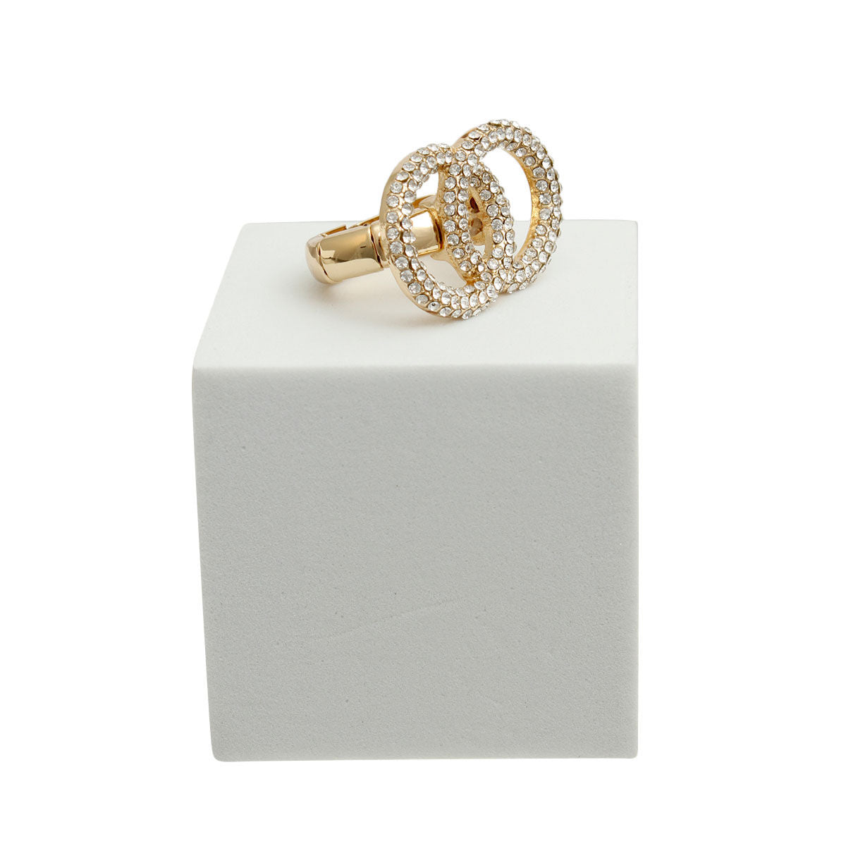Infinity Link Ring Gold Pave Stylish Statement Jewelry