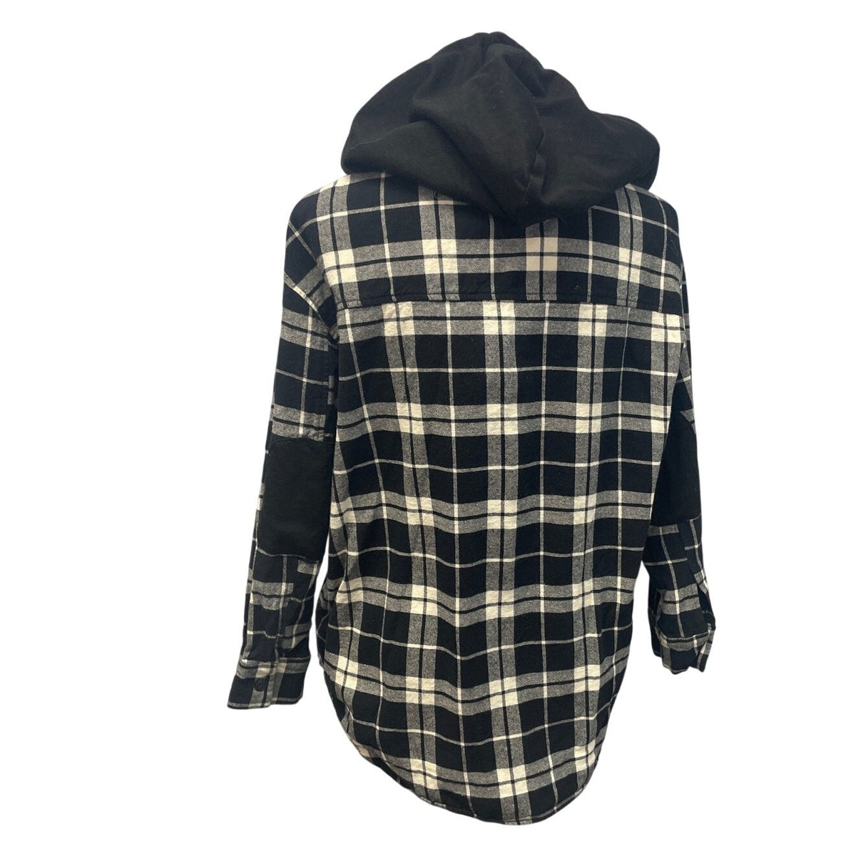 Forever 21 Womens Small Button Up Lined Hooded Plaid Shirt Hoodie Jacket