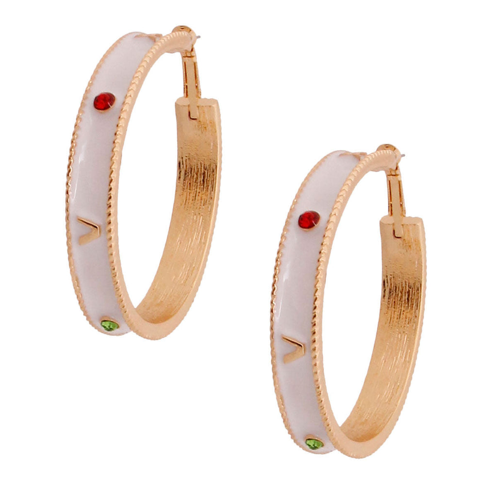 Casting Hoop Earrings with White Roman Numeral Detail – Stylish Statement Jewelry