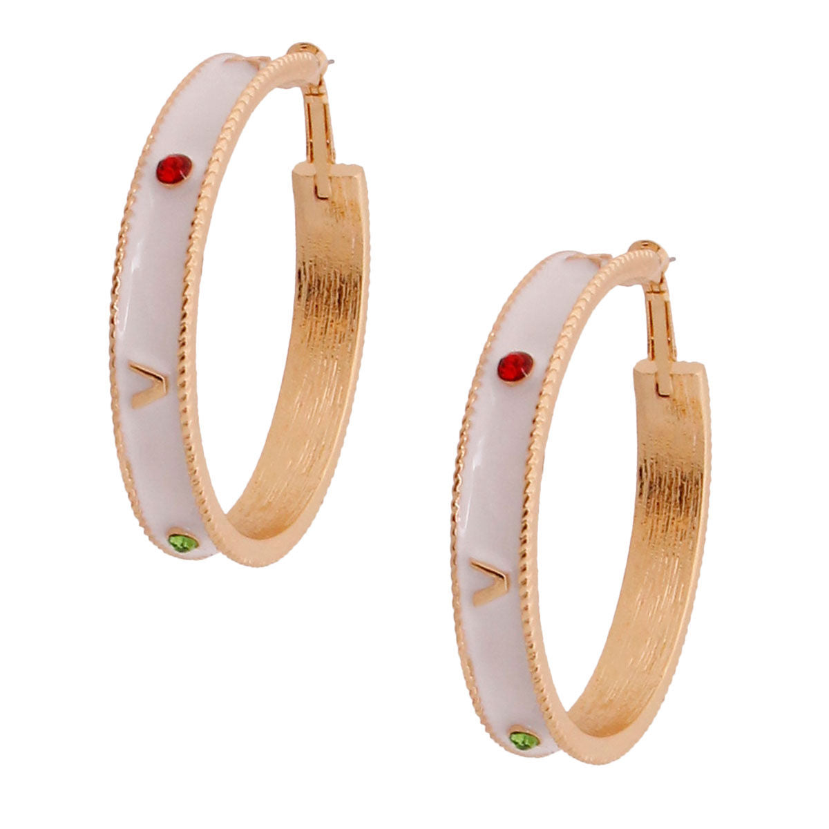 Casting Hoop Earrings with White Roman Numeral Detail – Stylish Statement Jewelry