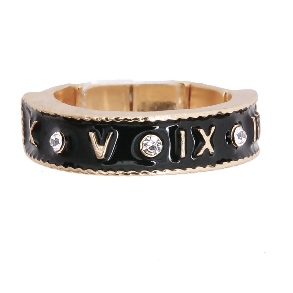 Roman Numeral Ring Black Stylish Statement Jewelry Accessory