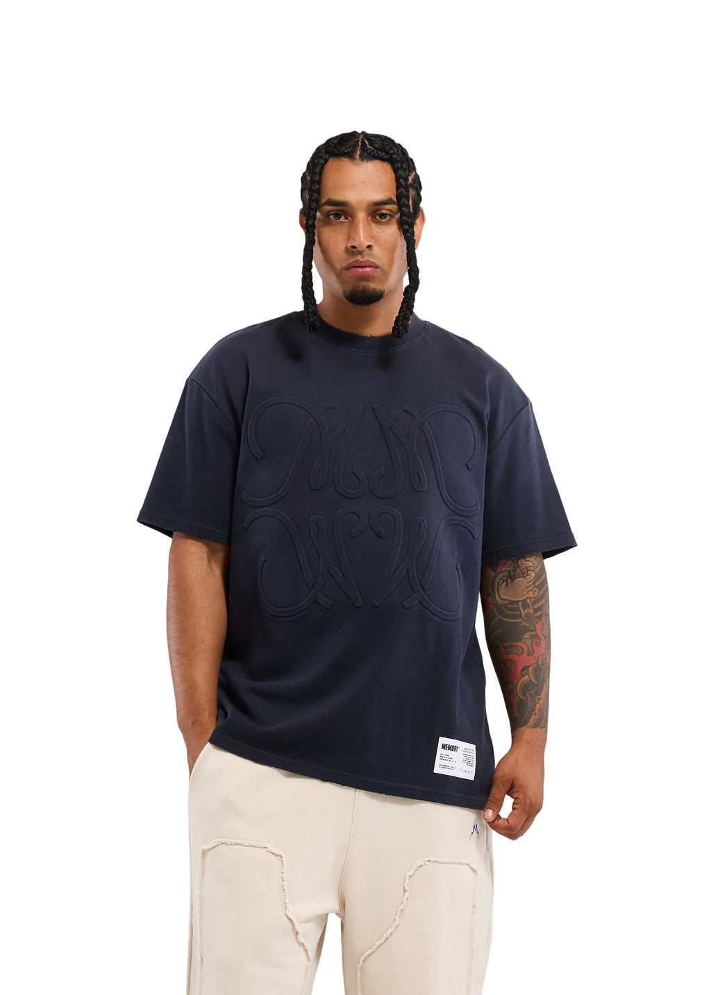 Memory Lane Monogram Embossed Tee - Vintage Black