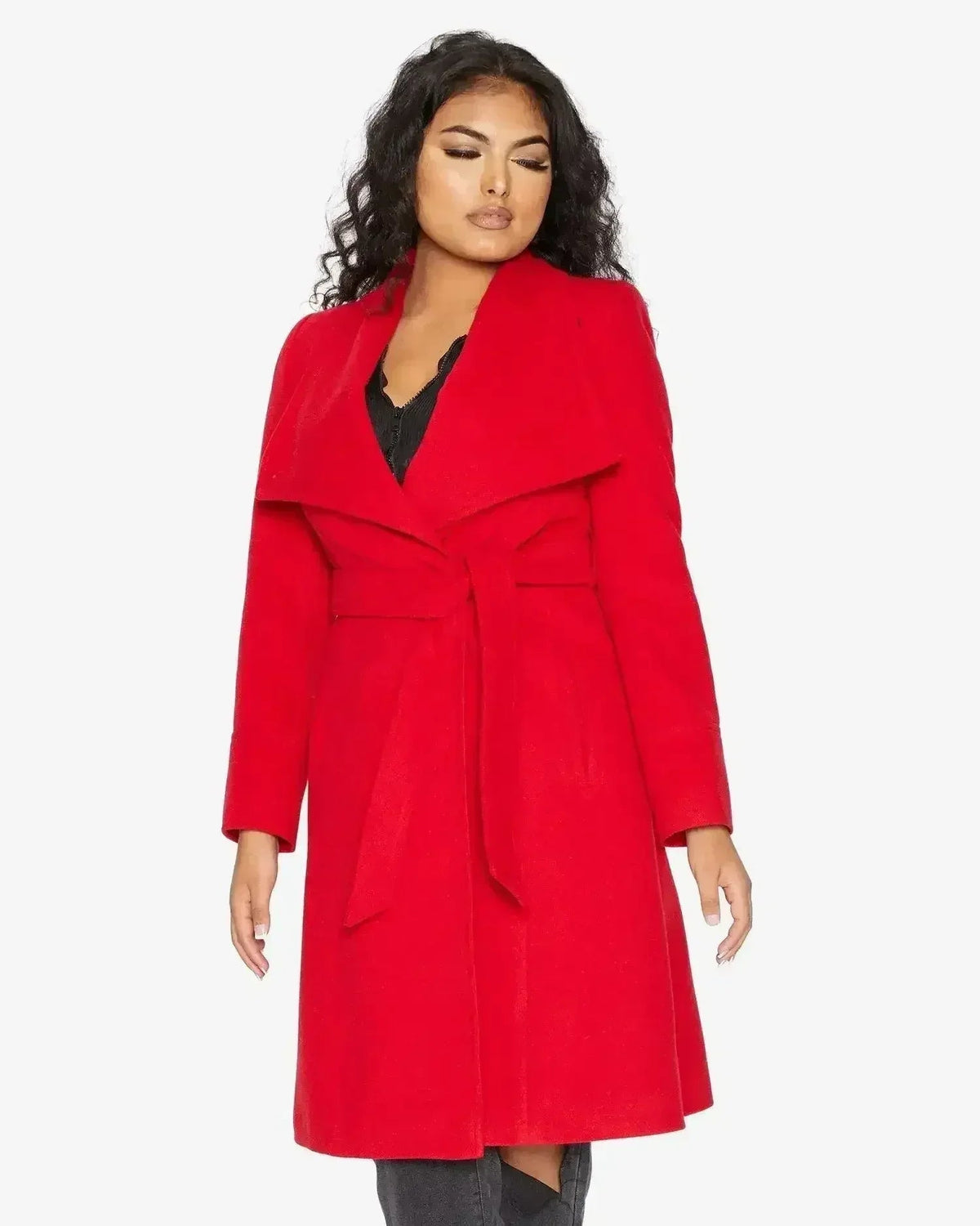 Waterfall Lapel Double Breasted Duster Coat