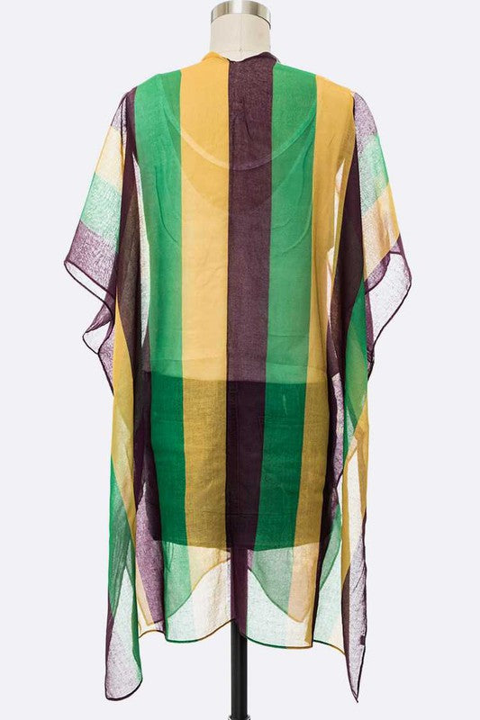 Mardi Gras Color Kimono Cardigan