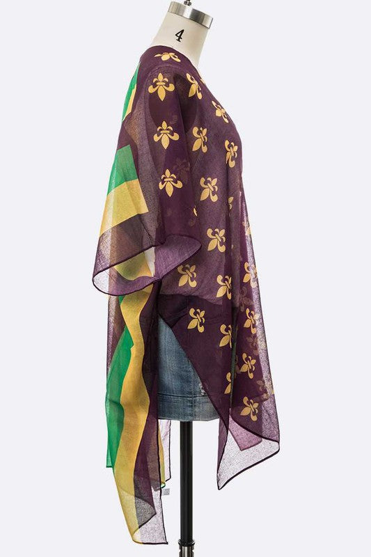 Mardi Gras Color Kimono Cardigan