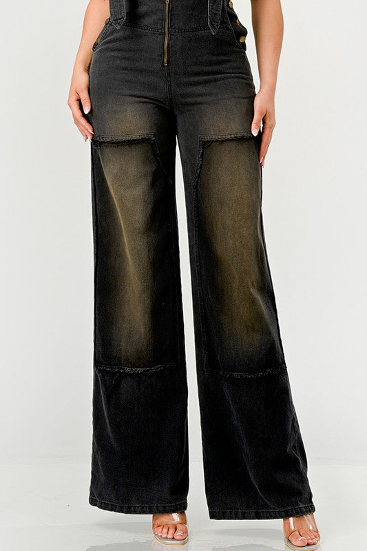 Noir Denim Overalls