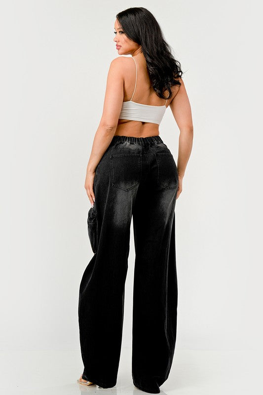 Black Knight Washed Out Cargo Jeans