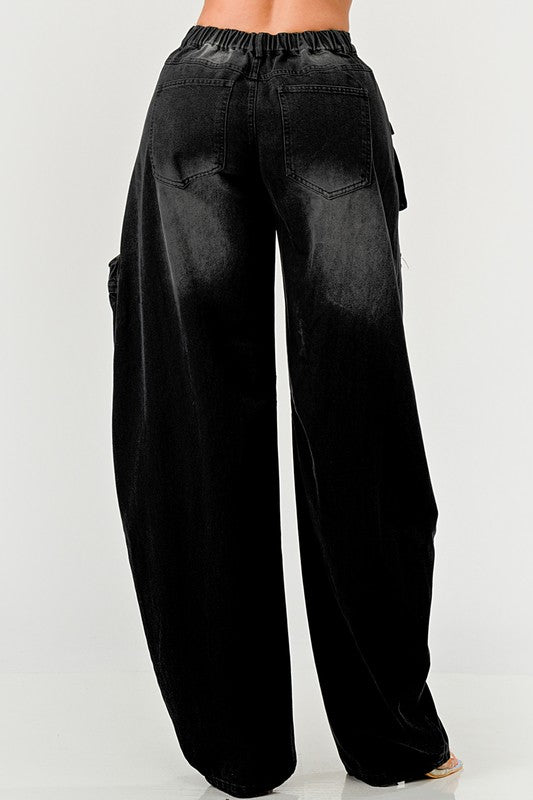 Black Knight Washed Out Cargo Jeans