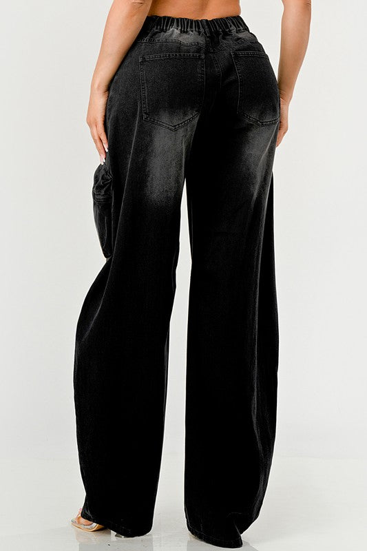 Black Knight Washed Out Cargo Jeans