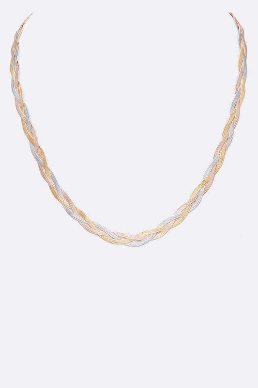 3Tone Snake Chain Weaved Necklace