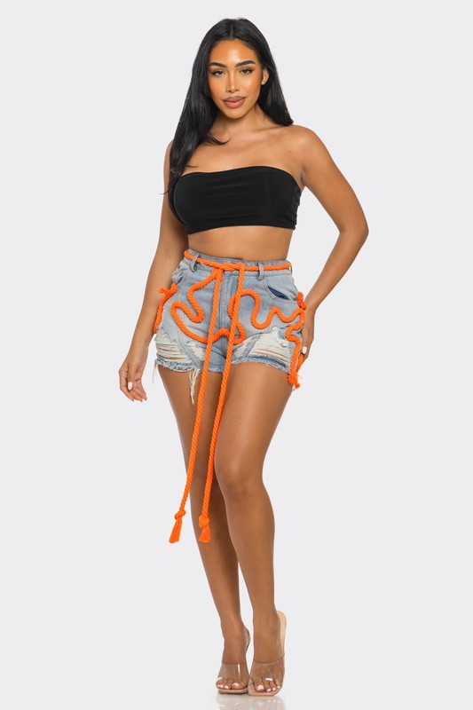 Tangerine Denim Shorts