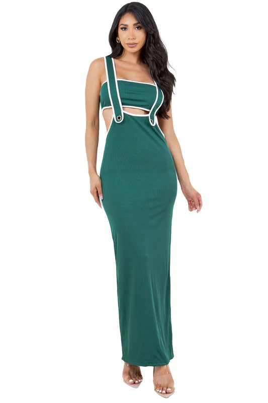 Green Faux Overall Dress