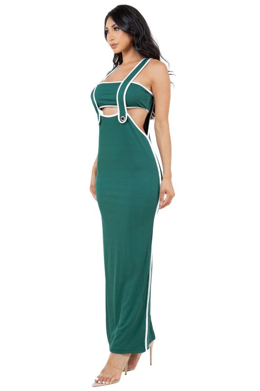 Green Faux Overall Dress