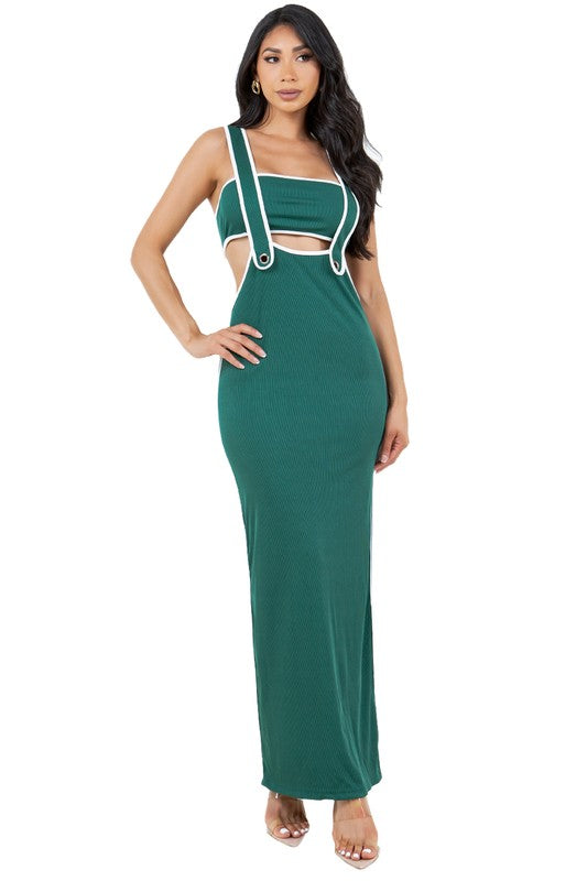 Green Faux Overall Dress