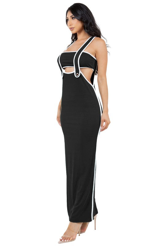 Black Faux Overall Dress