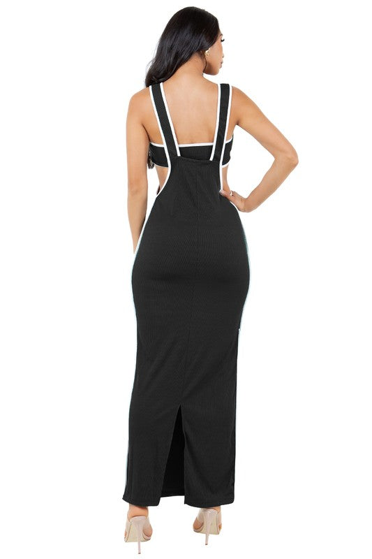 Black Faux Overall Dress