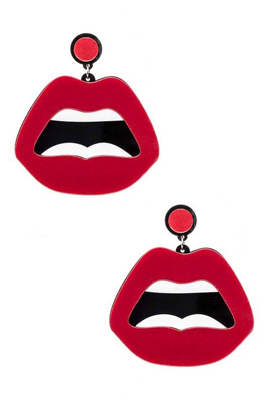 Acrylic Statement Lips Earrings Trendy Iconic Fashion Jewelry