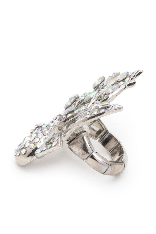 Adjustable Peacock Crystal Statement Ring – Trendy Fashion Jewelry Accessory