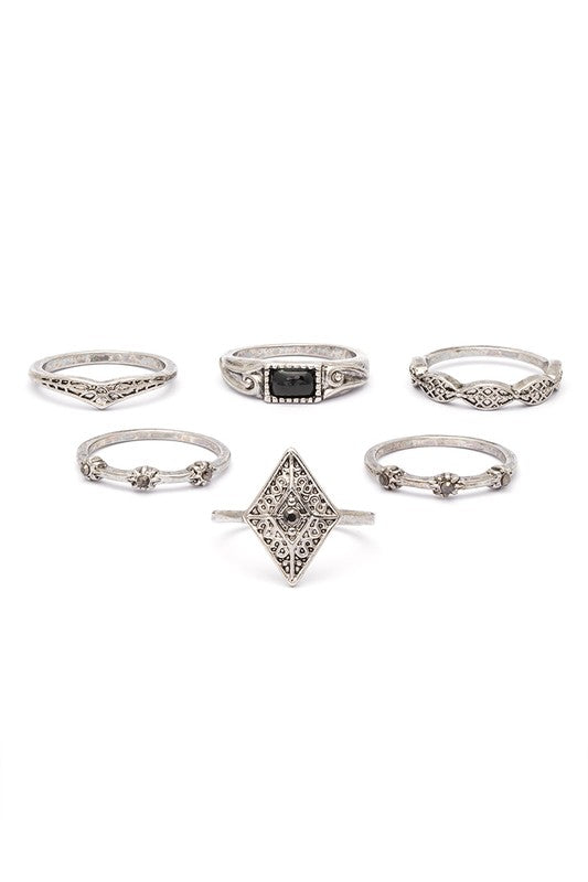 Assorted 6-Piece Stylish Ring Set – Trendy Fashion Jewelry
