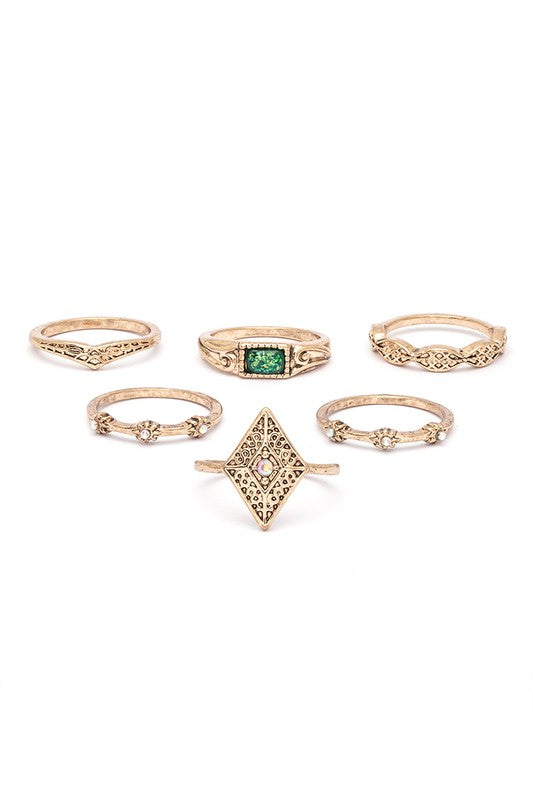 Assorted 6-Piece Stylish Ring Set – Trendy Fashion Jewelry