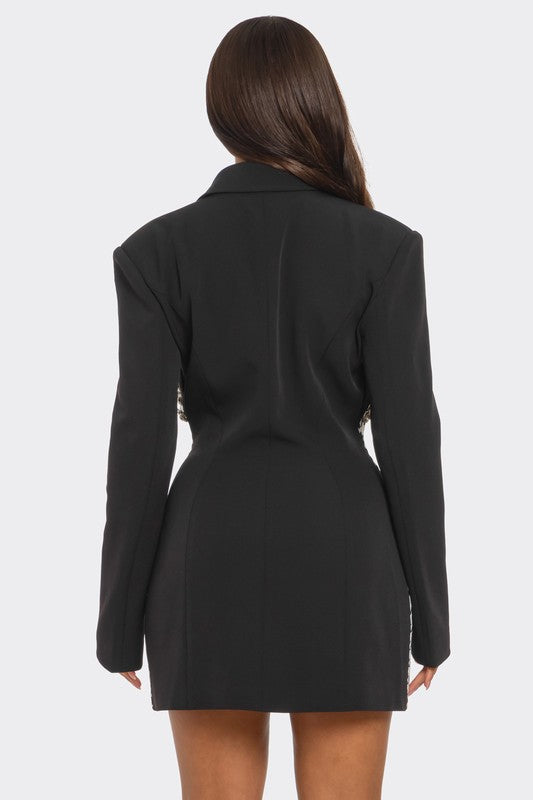 Glam Houndstooth Blazer Dress