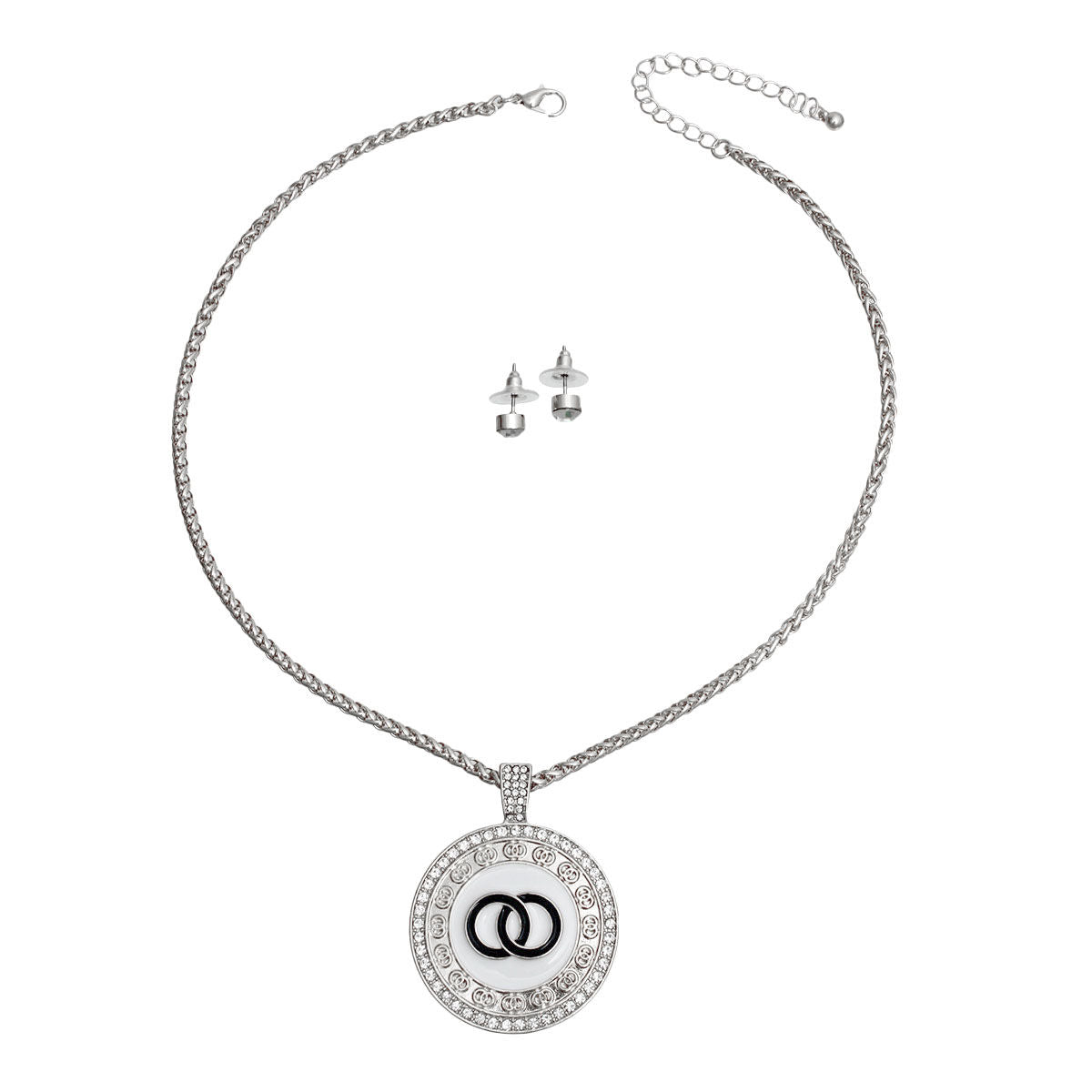 Infinity Pendant Necklace Silver and White Stylish Chic Jewelry Accessory