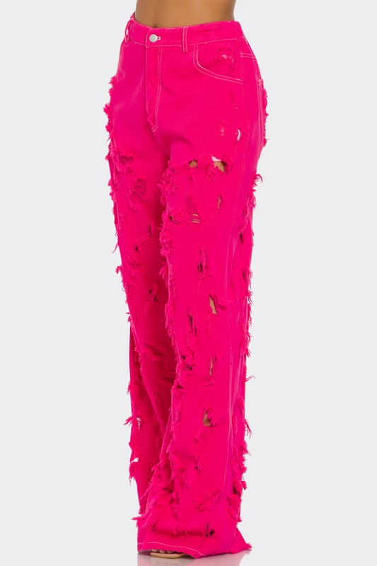 Hot Pink Wide-Leg Jeans