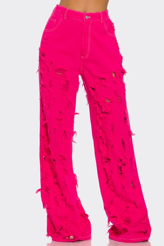 Hot Pink Wide-Leg Jeans