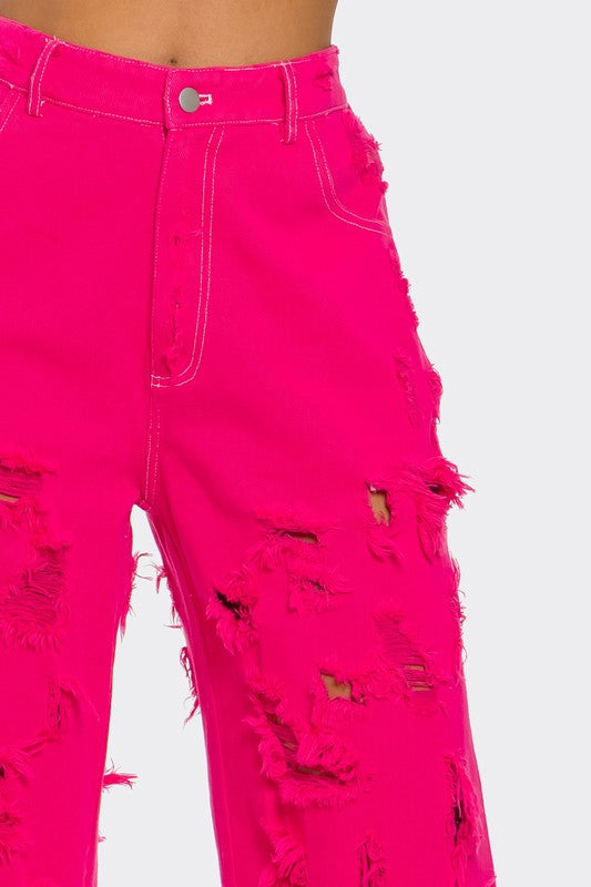 Hot Pink Wide-Leg Jeans