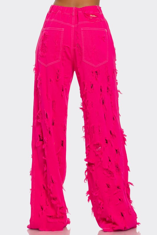 Hot Pink Wide-Leg Jeans