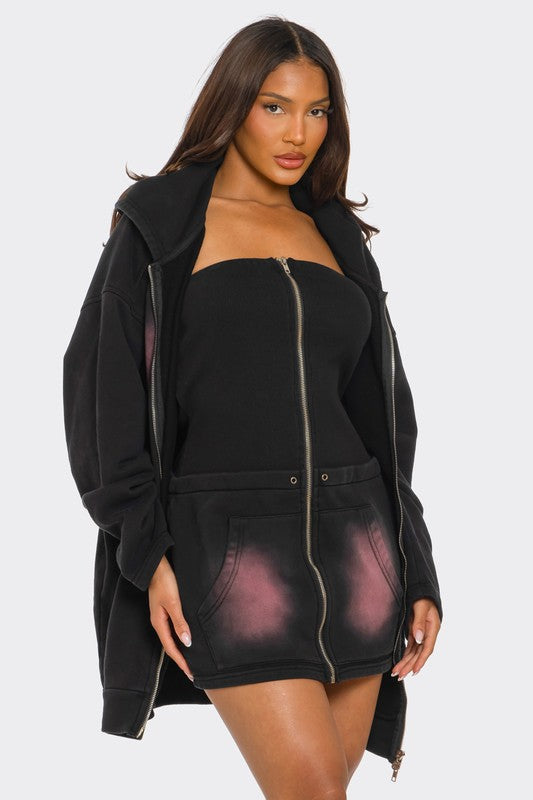 Ombre Hoodie and Dress Set