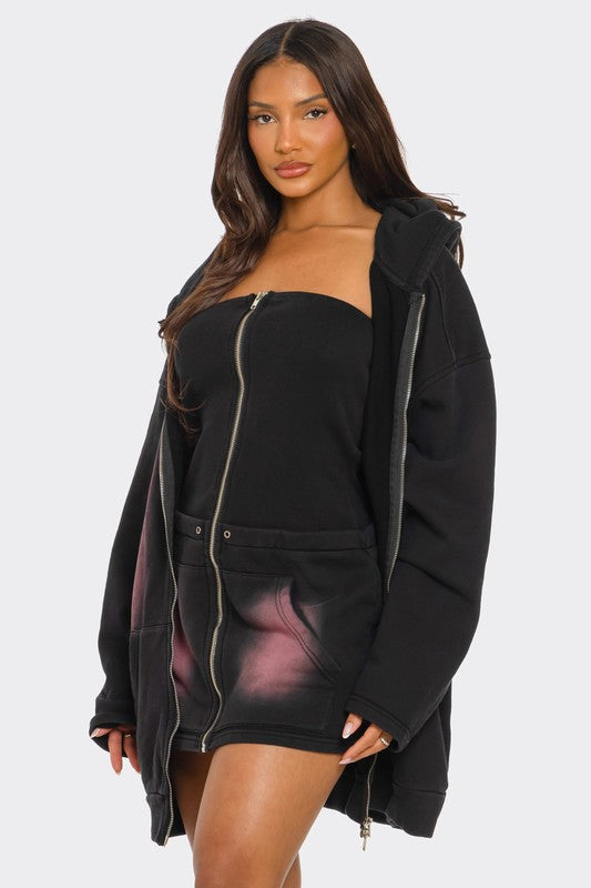 Ombre Hoodie and Dress Set