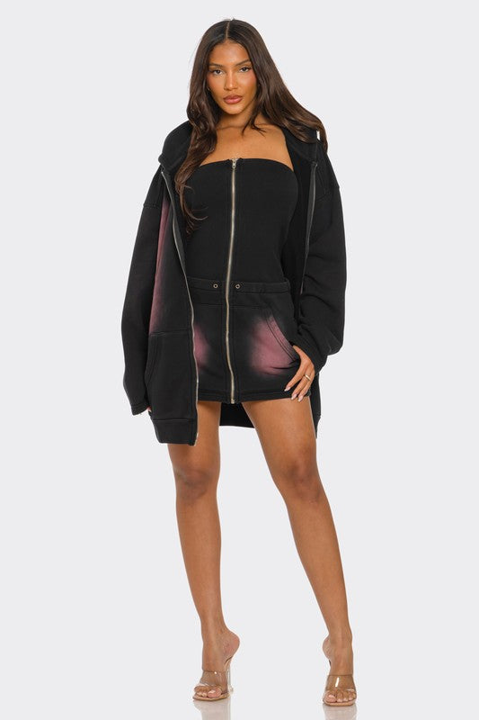 Ombre Hoodie and Dress Set