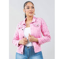 Radiant Pearls Rhinestone Deco Jean Jacket Pink