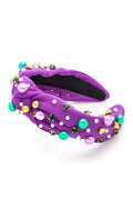 Mardi Gras Mix Pearl Beaded Headband
