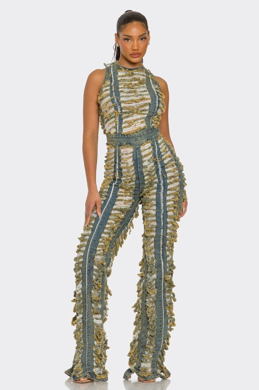 Frayed Denim Jumpsuit