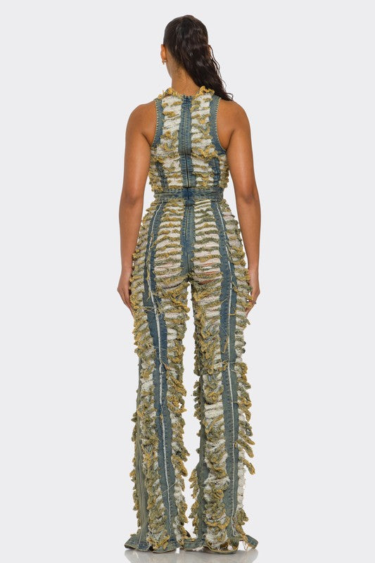 Frayed Denim Jumpsuit