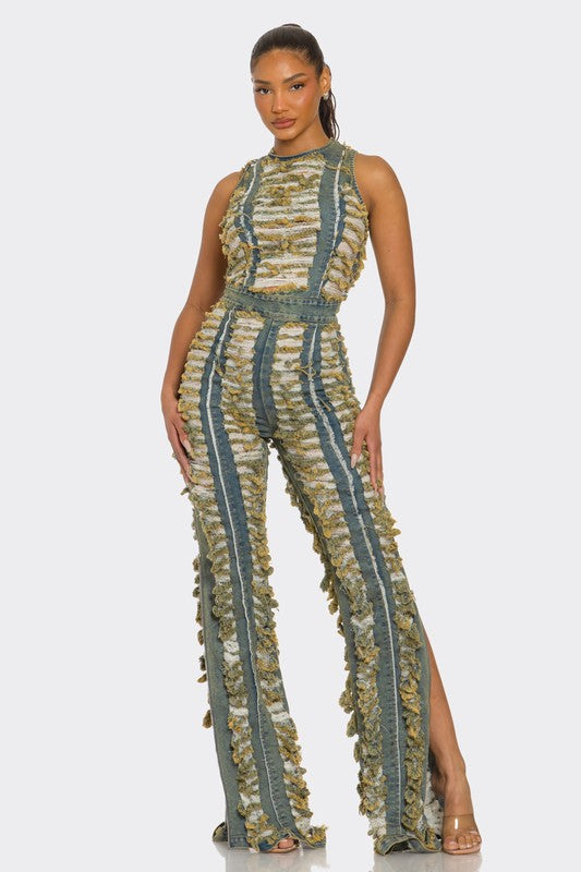 Frayed Denim Jumpsuit