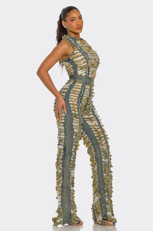 Frayed Denim Jumpsuit