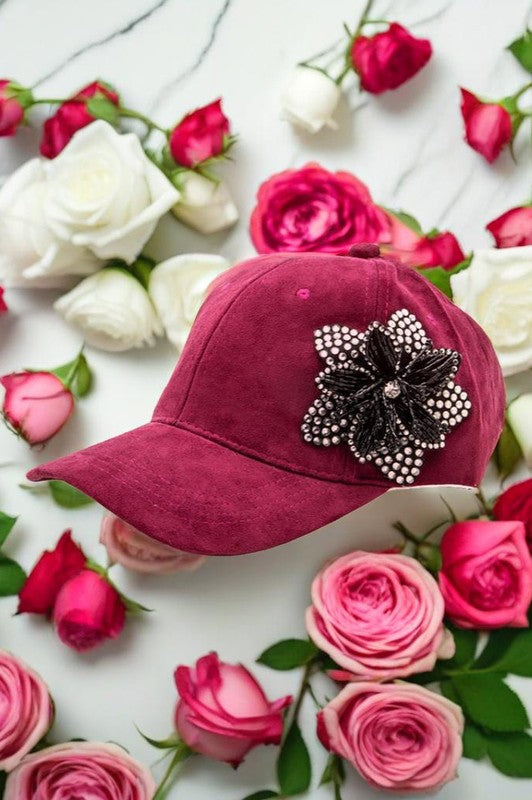 Beaded Flower Rhinestone 3D Beaded Flower Cap