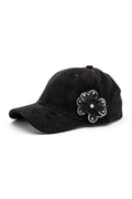 Beaded Flower Suede Fashion Cap