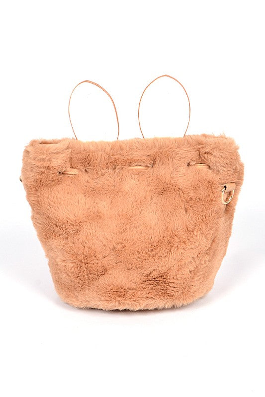 Faux Fur Plush Bunny Ear Crossbody Swing Bag