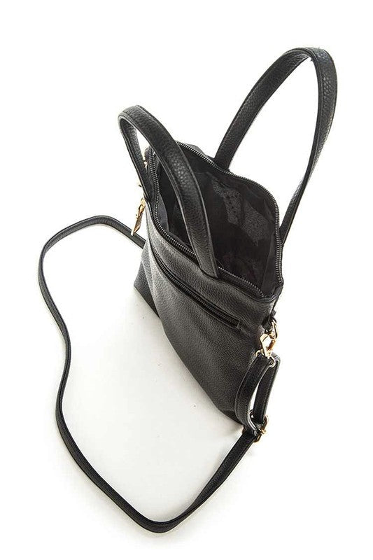 Pearl Embellished Girl Print Top Handle Bag