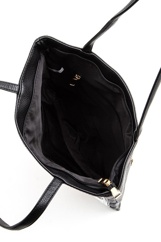 Crystal Embellished Cool Girl Print Tote Bag