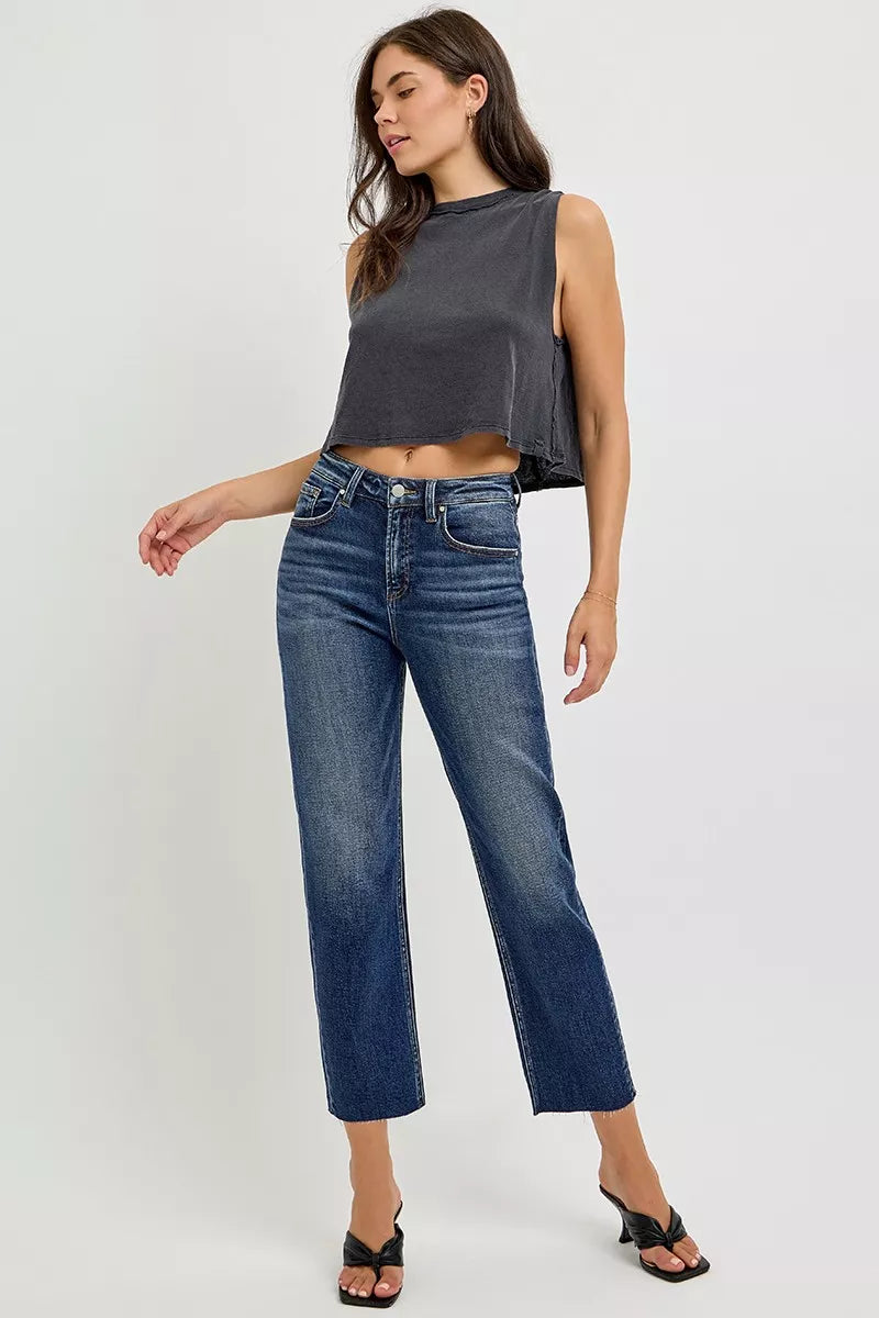 High Rise Slim Barrel Jeans