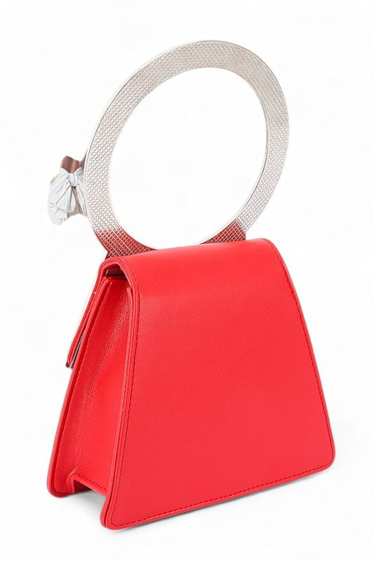 Rhinestone Top Handle Satin Clutch Bag