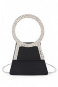 Rhinestone Top Handle Satin Clutch Bag